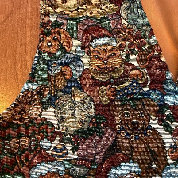 Vintage Facets Christmas Animals Vest Tapestry Santa, Bear, Puppy, Kitten Size S - Picture 10 of 14